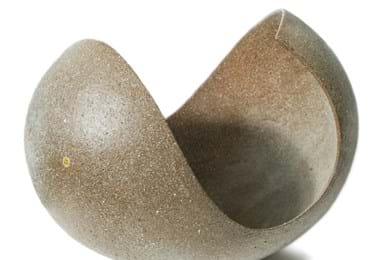 Abstract stoneware bowl by Peter Fluck