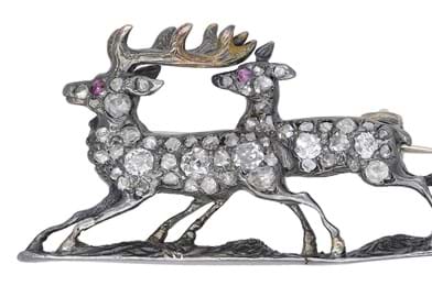 Diamond deer brooch